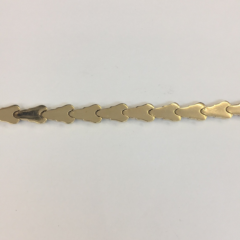 14k Yellow Gold V Shape Link Women's Bracelet - Picture 3 of 6